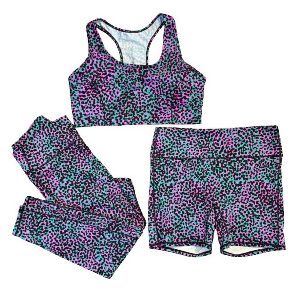 Fabletics Grass Green Safari Spot 3 pc workout gear SZ XXL athletic gym